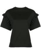 Le Ciel Bleu Ruffle Sleeve Knitted Top - Black