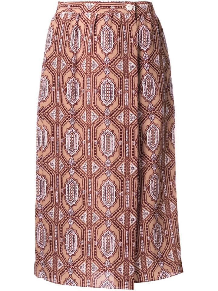 Nehera Foulard Print Skirt, Women's, Size: 38, Brown, Silk