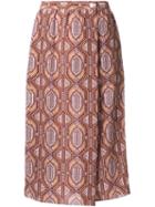 Nehera Foulard Print Skirt, Women's, Size: 38, Brown, Silk