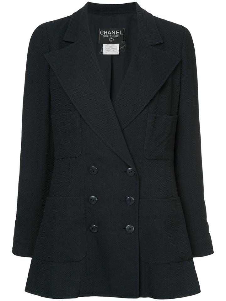 Chanel Vintage Double Breasted Flared Jacket - Blue