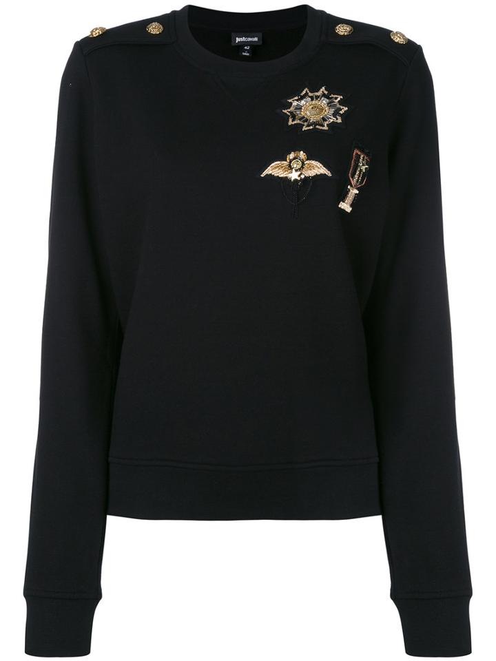 Embellished Sweatshirt - Women - Cotton/polyester - 42, Black, Cotton/polyester, Just Cavalli