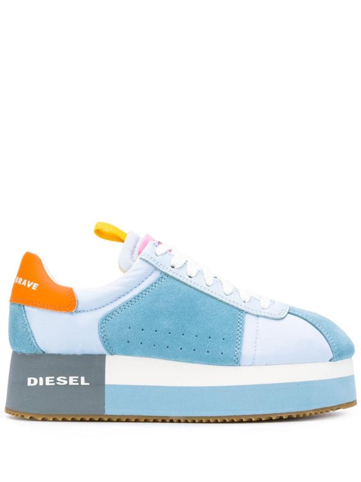 Diesel Panelled Platform Sneakers - Blue