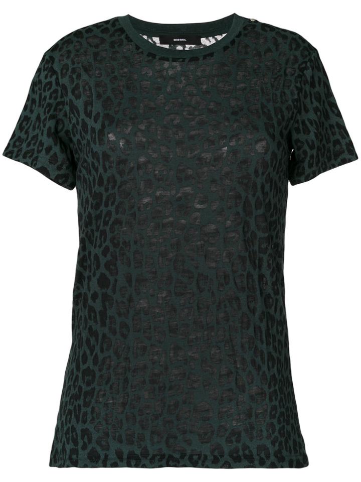 Diesel Leopard Print T-shirt - Green