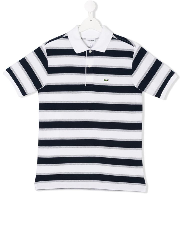 Lacoste Kids Teen Striped Polo Shirt - White
