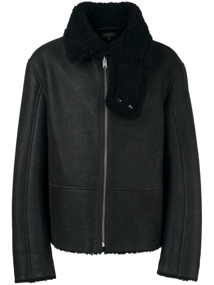Yeezy Season 3 Flight Jacket, Adult Unisex, Size: Large, Black, Lamb Skin