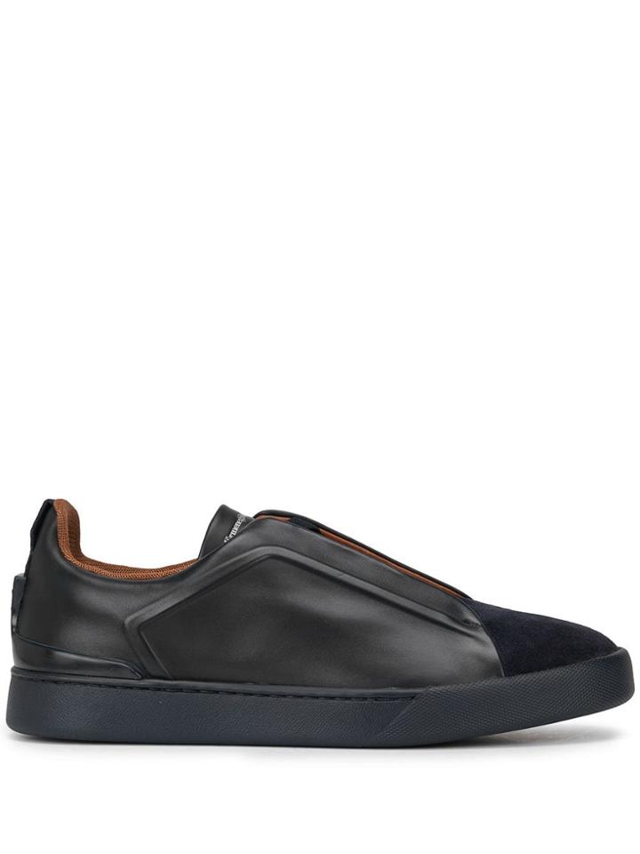 Ermenegildo Zegna Low Contrasting Panel Sneakers - Blue