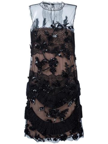 Alberta Ferretti Beaded Embroidery Dress, Women's, Size: 40, Black, Polyamide/acetate/silk/other Fibers