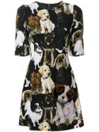 Dolce & Gabbana Puppy Print Mini Dress - Black