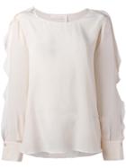 See By Chloé - Ruffle Sleeved Blouse - Women - Silk - 40, Pink/purple, Silk
