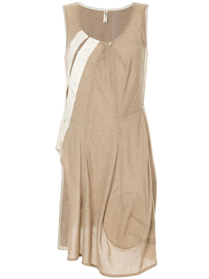 Comme Des Garçons Vintage Contrast Panel Asymmetric Dress - Brown