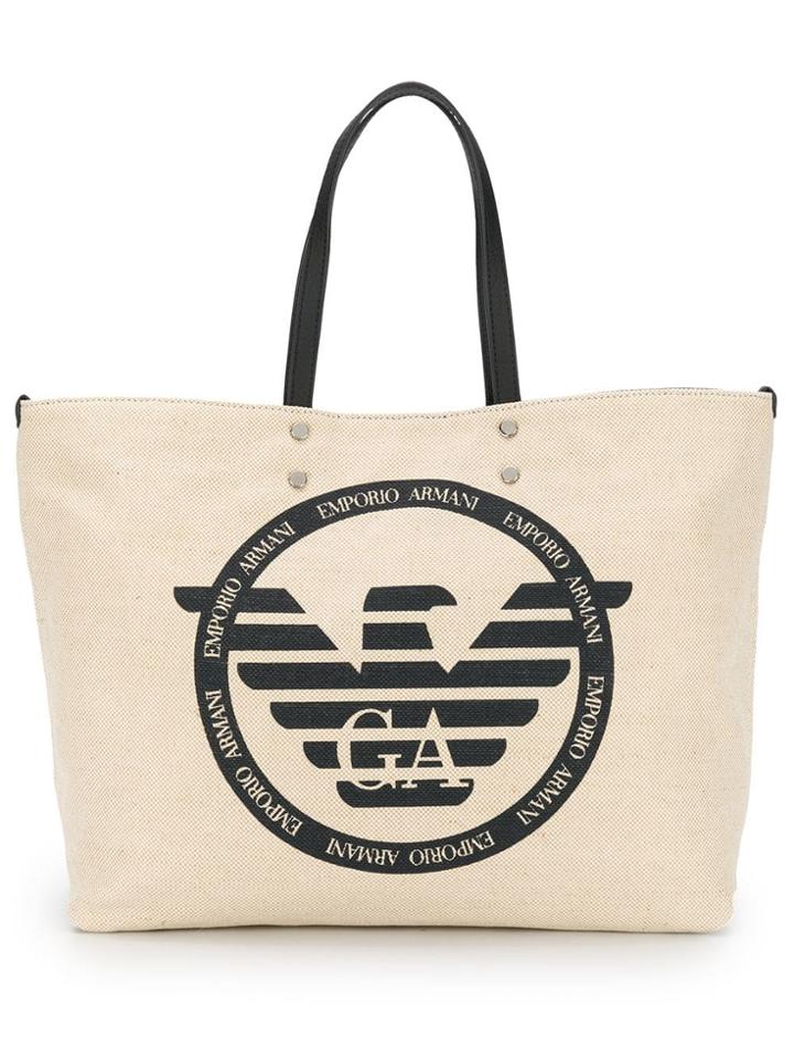 Emporio Armani Logo Canvas Tote - Neutrals