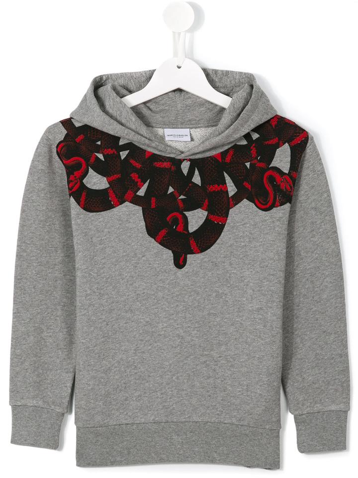 Marcelo Burlon County Of Milan Kids Snake Print Hoodie, Boy's, Size: 8 Yrs, Grey
