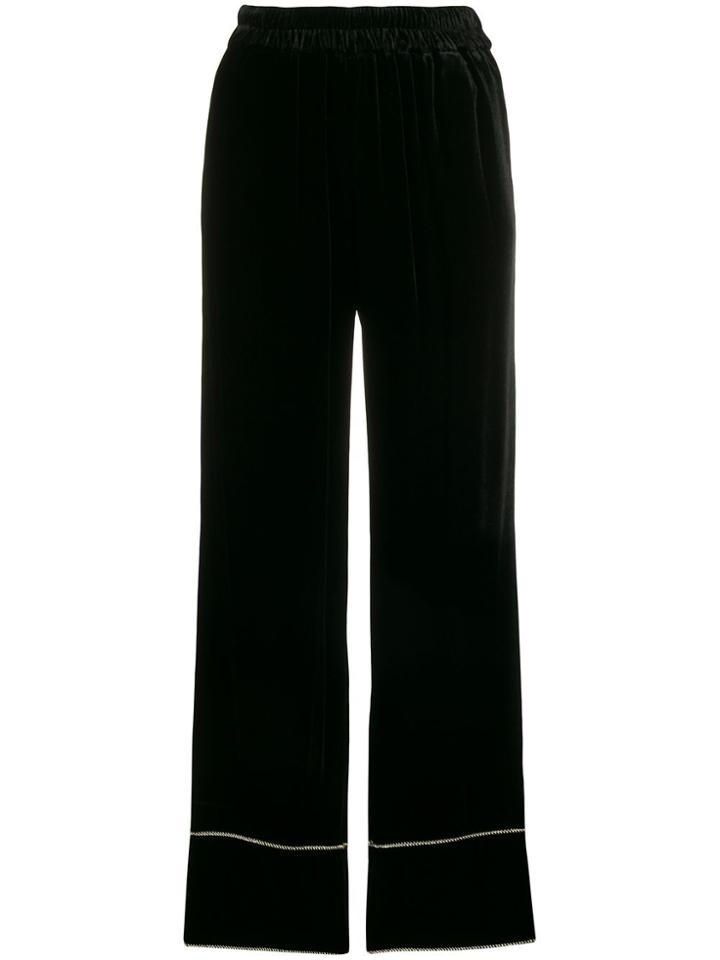 Twin-set Flared Velvet Trousers - Black