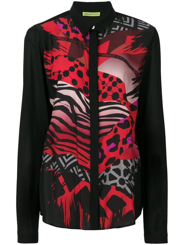 Versace Jeans Button Printed Shirt - Black