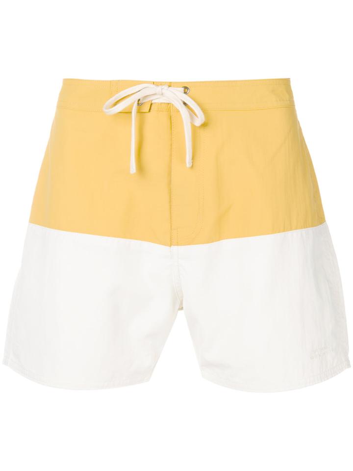 Saturdays Nyc Colour Block Swim Shorts - Yellow & Orange