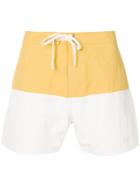 Saturdays Nyc Colour Block Swim Shorts - Yellow & Orange