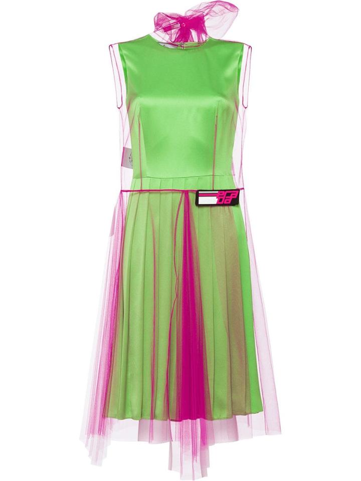 Prada Tulle And Silk Satin Dress - Green