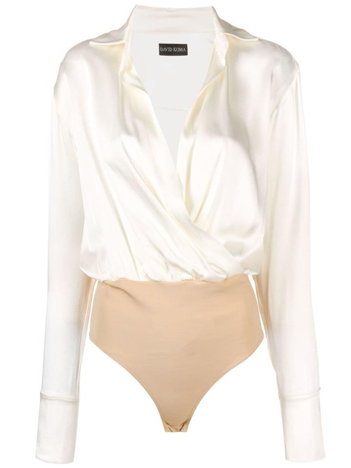 David Koma Crossed Shirt Bodysuit - White