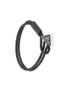 Prada Braided Logo Plaque Bracelet - Black