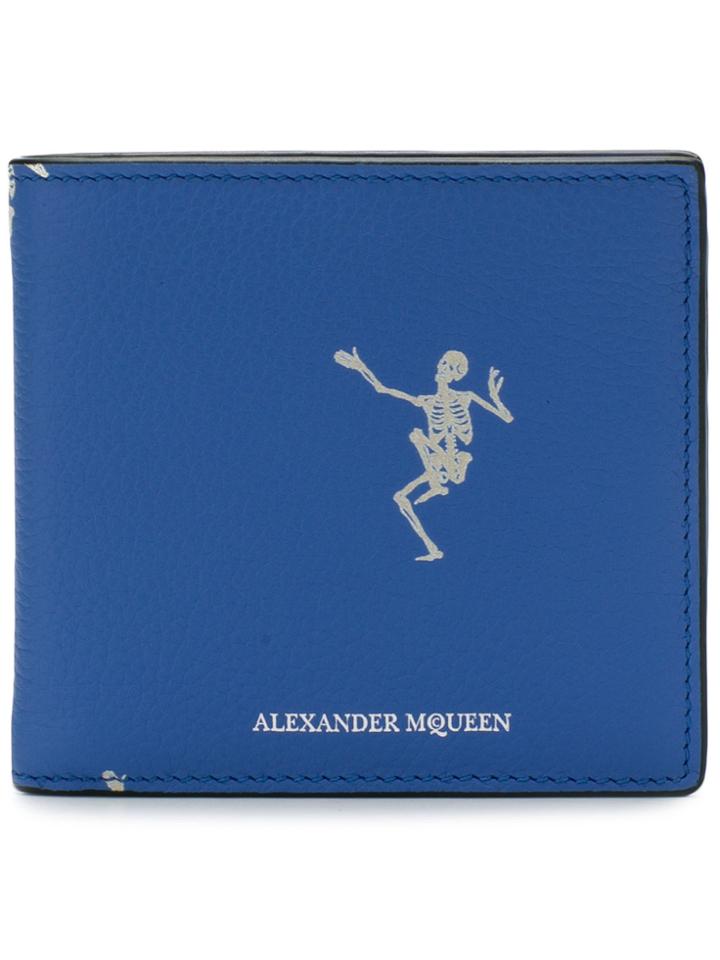 Alexander Mcqueen Dancing Skeleton Billfold Wallet - Blue