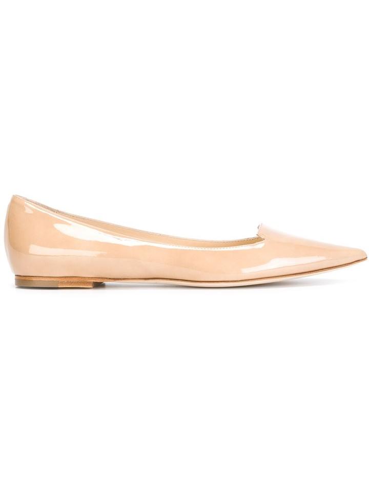 Jimmy Choo Attila Ballerinas, Women's, Size: 37.5, Nude/neutrals, Patent Leather/leather