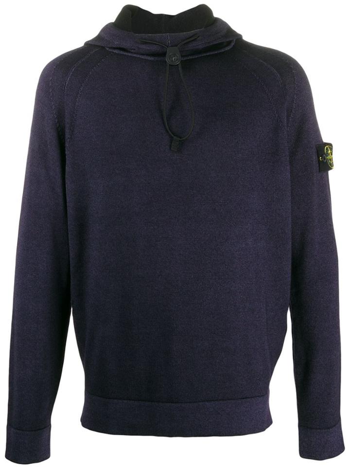 Stone Island Knitted Compass Badge Hoodie - Blue