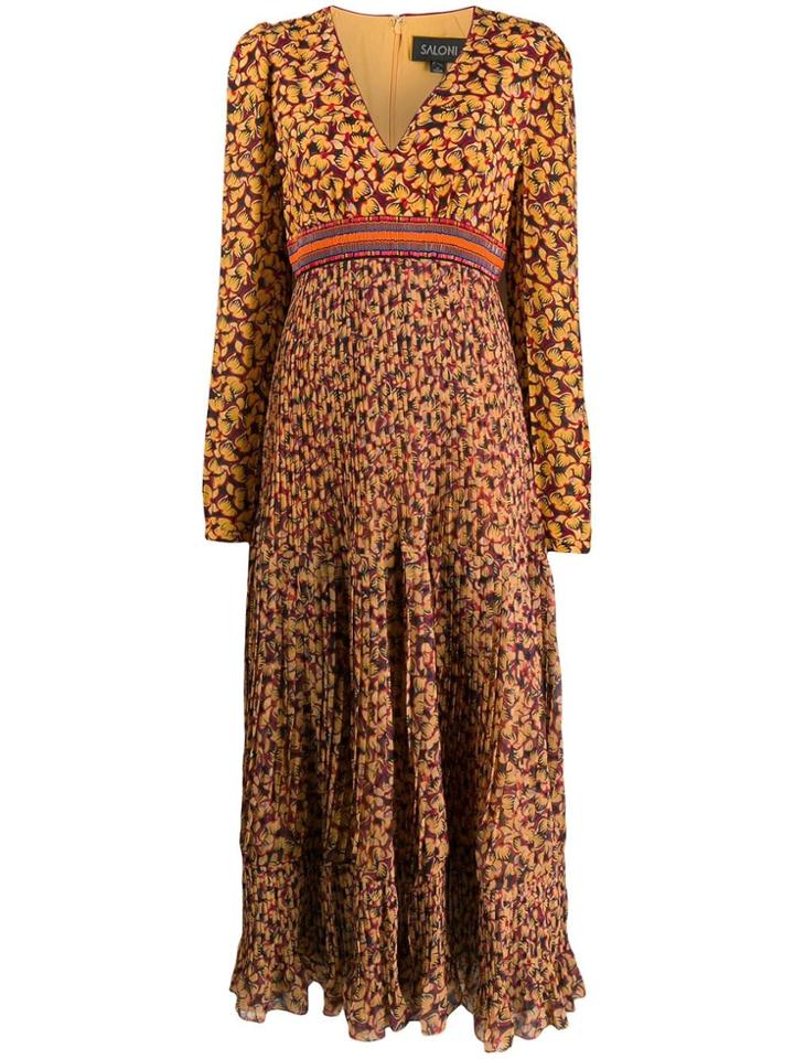Saloni Floral Print Midi Dress - Yellow