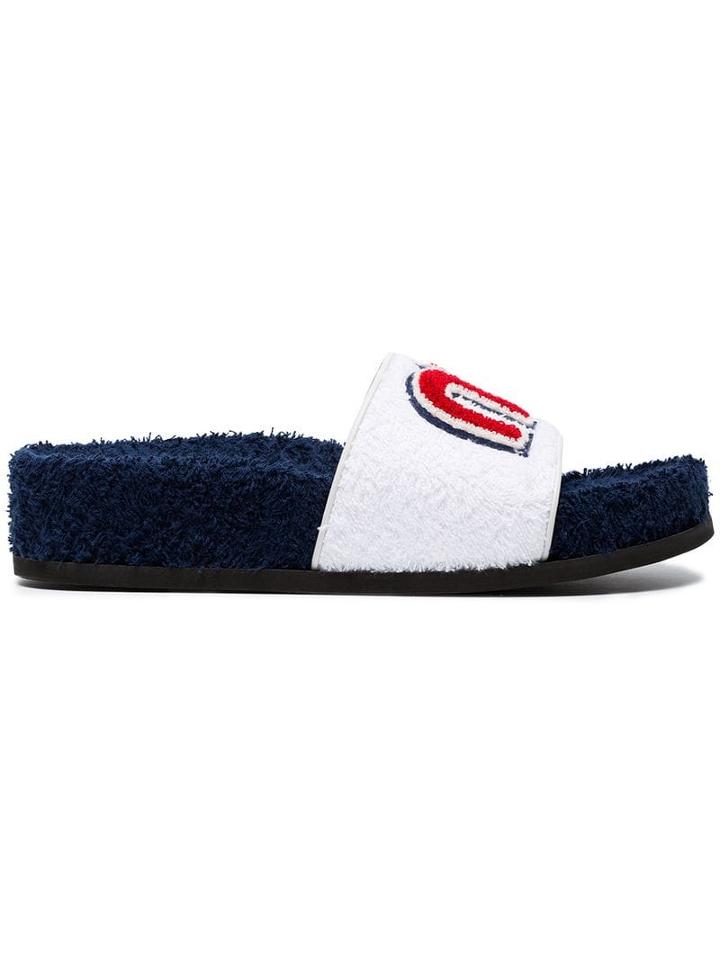 Miu Miu Towel Logo Cotton Slides - F0009 Bianco