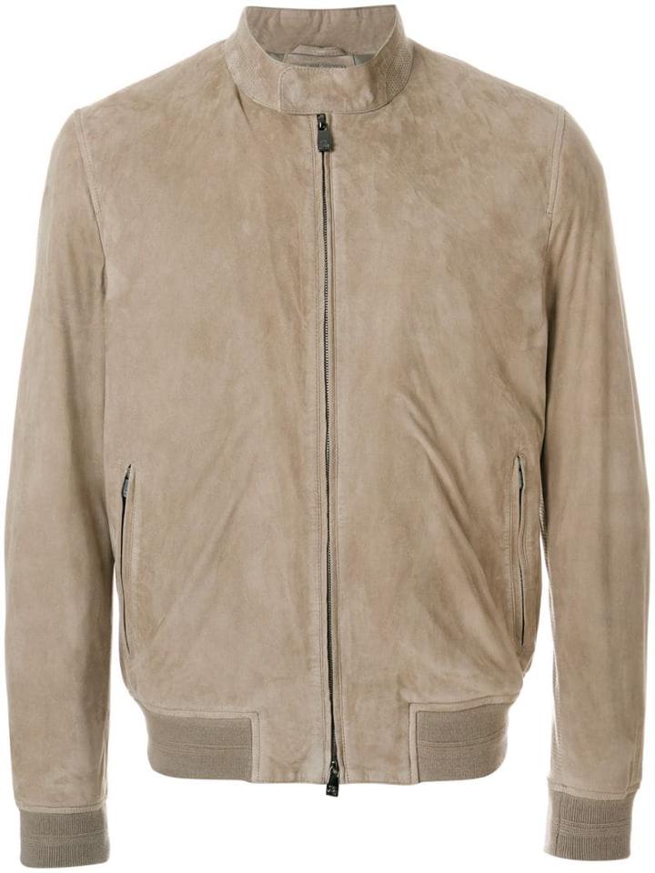 Corneliani Suede Bomber Jacket - Neutrals