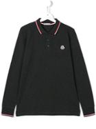 Moncler Kids Long Sleeve Polo Shirt, Boy's, Size: 14 Yrs, Grey