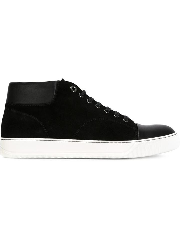 Lanvin Contrasting Toe Hi-top Sneakers, Men's, Size: 5, Black, Leather/suede/rubber