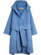 Burberry Alpaca Wool Blend Dressing Gown Coat - Blue