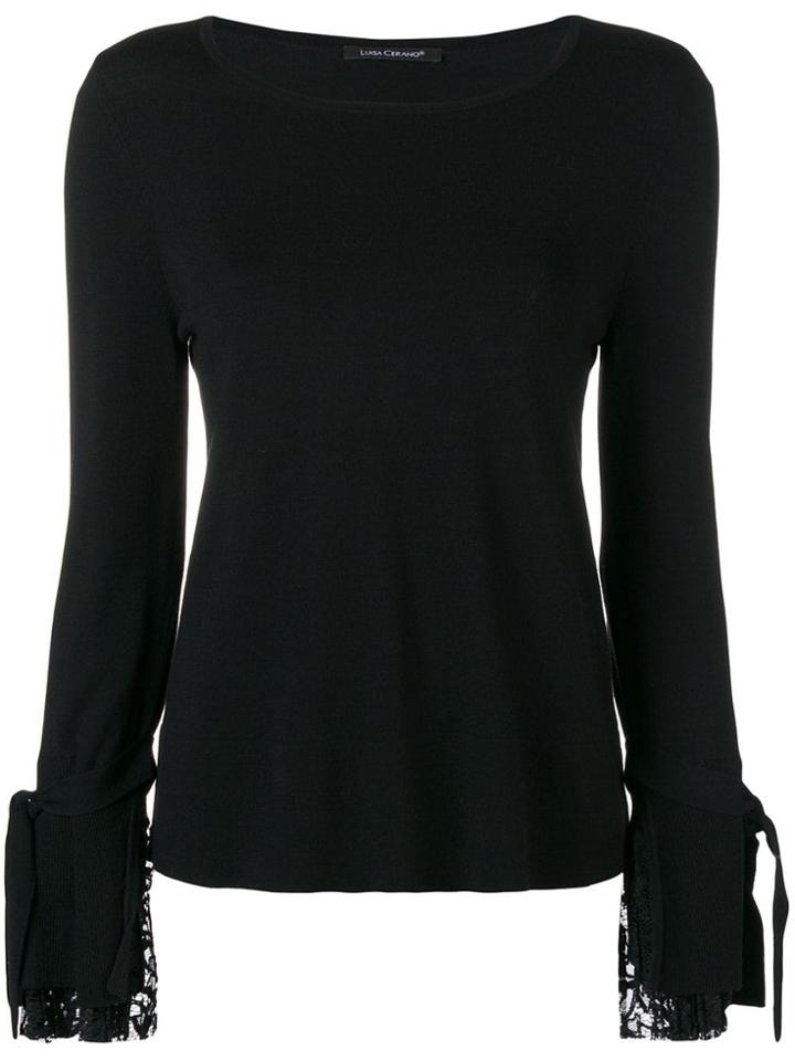 Luisa Cerano Lace Cuffs Blouse - Black