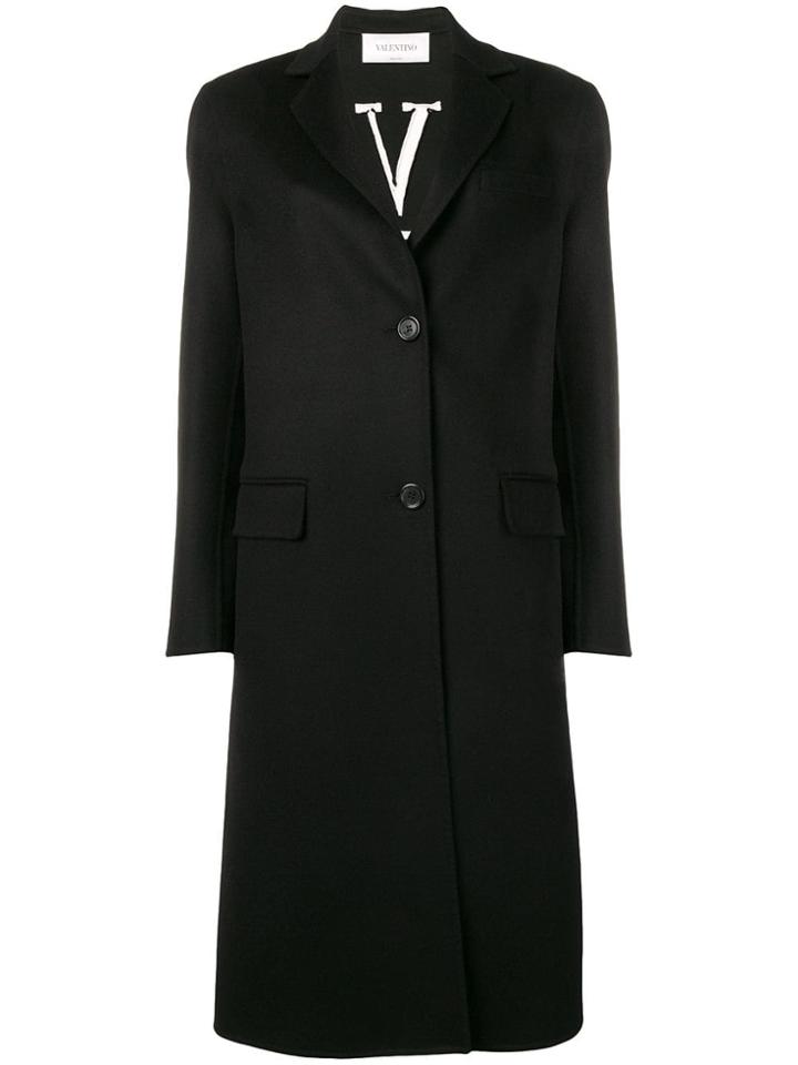 Valentino Vltn Single Breasted Coat - Black