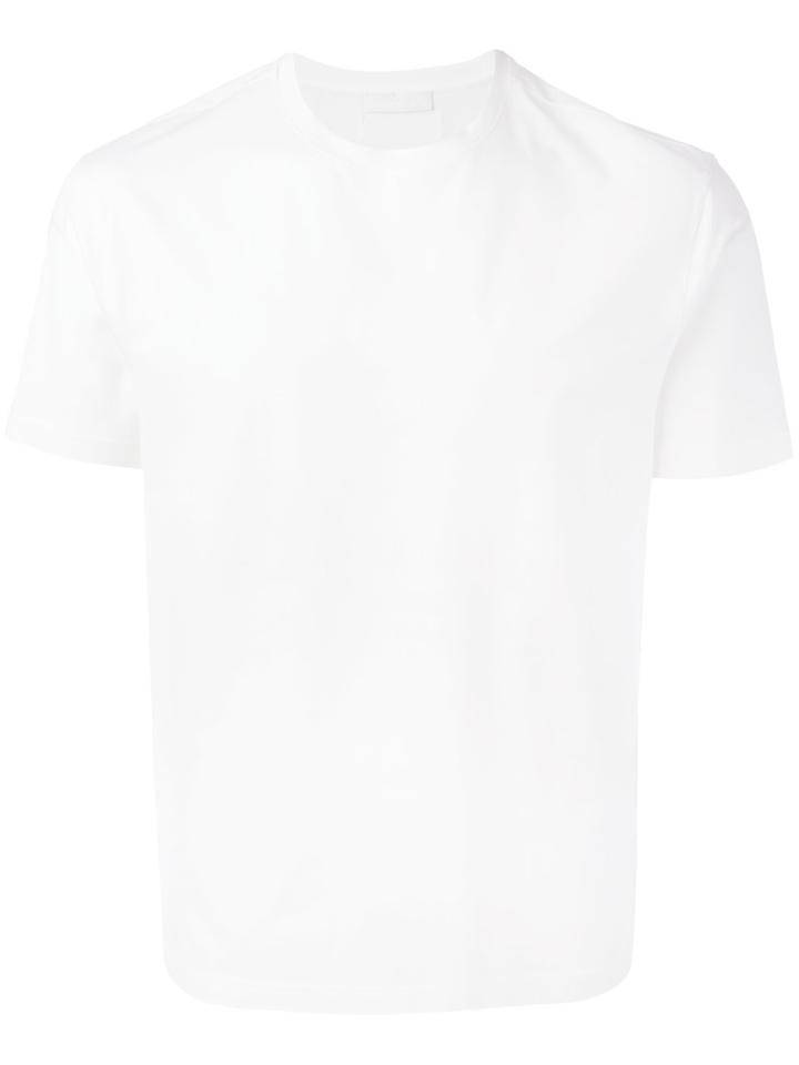 Prada Round Neck T-shirt, Men's, Size: Large, White, Cotton/spandex/elastane