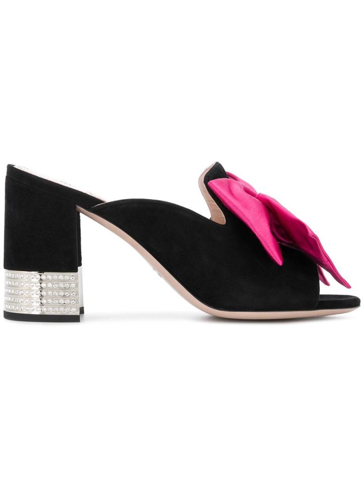 Miu Miu Bow Front Mules - Black