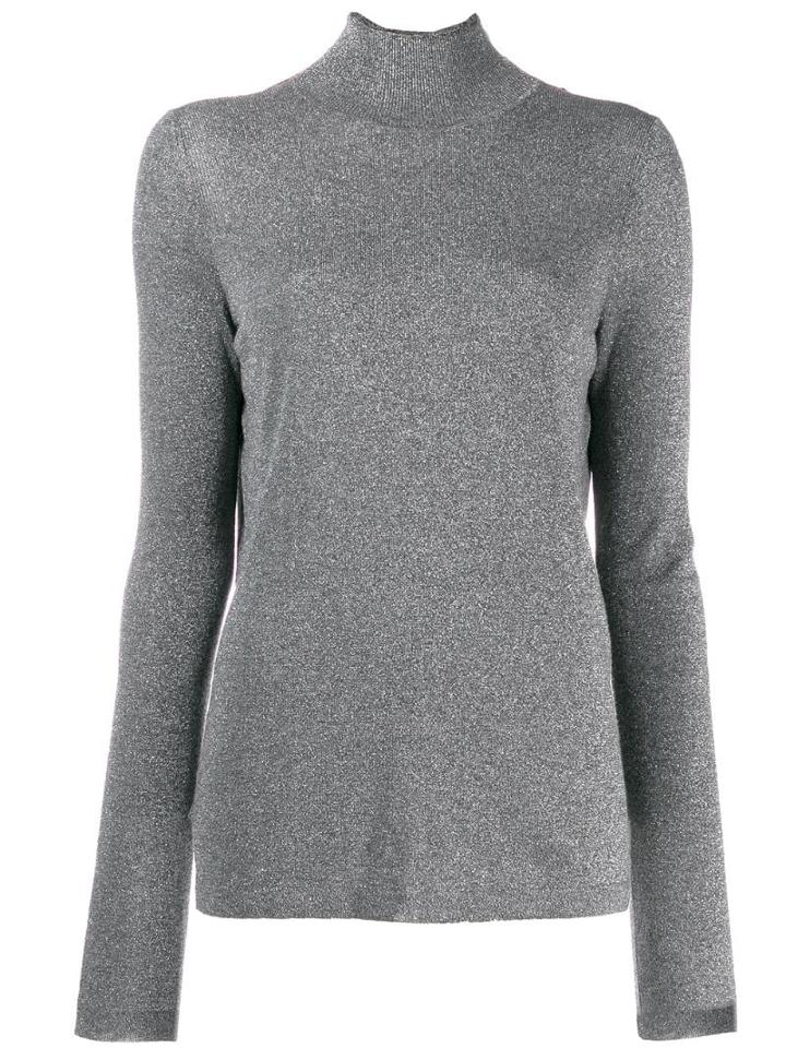Karl Lagerfeld Sparkle Open Back Sweater - Silver
