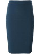 T By Alexander Wang Ribbed Pencil Skirt, Women's, Size: Medium, Blue, Rayon/nylon/spandex/elastane