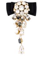 Dolce & Gabbana Bow Crystal Drop Clip-on Earring, Women's, Black, Silk/crystal/brass