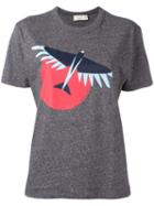 Maison Kitsuné Bird Print T-shirt, Women's, Size: Medium, Grey, Cotton
