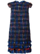 Msgm Tweed Shift Dress, Women's, Size: 42, Blue, Acrylic/polyamide/polyester/wool