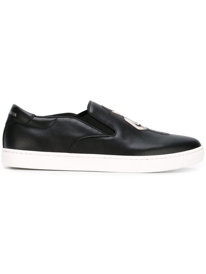 Dolce & Gabbana London Patch Appliqué Slip-on Sneakers - Black