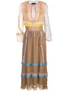 Cynthia Rowley Edie Mini Ruffle Trim Maxi Dress - Sndcb - Sand Combo