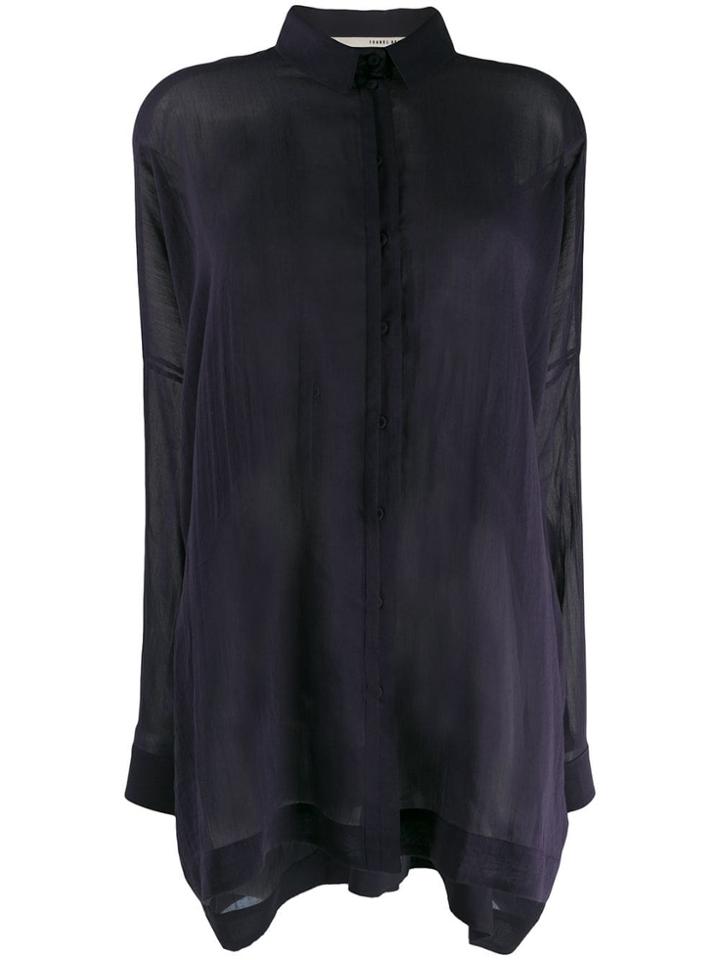 Isabel Benenato Sheer Batwing Sleeve Shirt - Purple