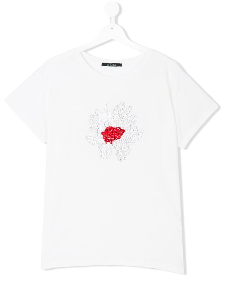 Monnalisa Jakioo Embellished Floral Print T-shirt - White