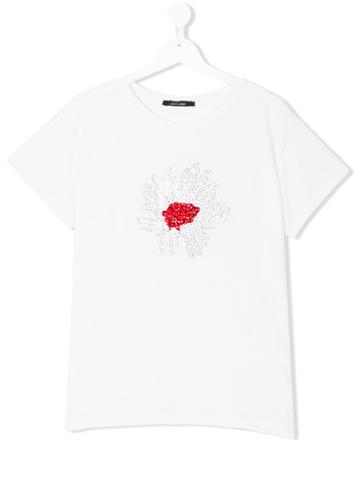 Monnalisa Jakioo Embellished Floral Print T-shirt - White