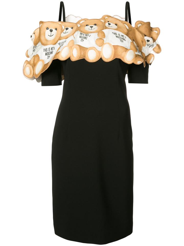 Moschino - Teddy Off The Shoulder Dress - Women - Polyester/triacetate - 38, Black, Polyester/triacetate