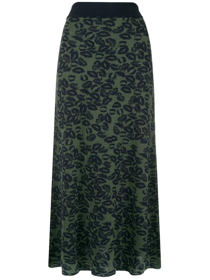 Sonia Rykiel Lips Lurex Maxi Skirt - Green