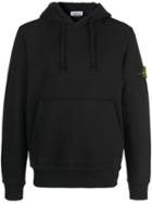 Stone Island Logo Sleeve Hoodie - Black