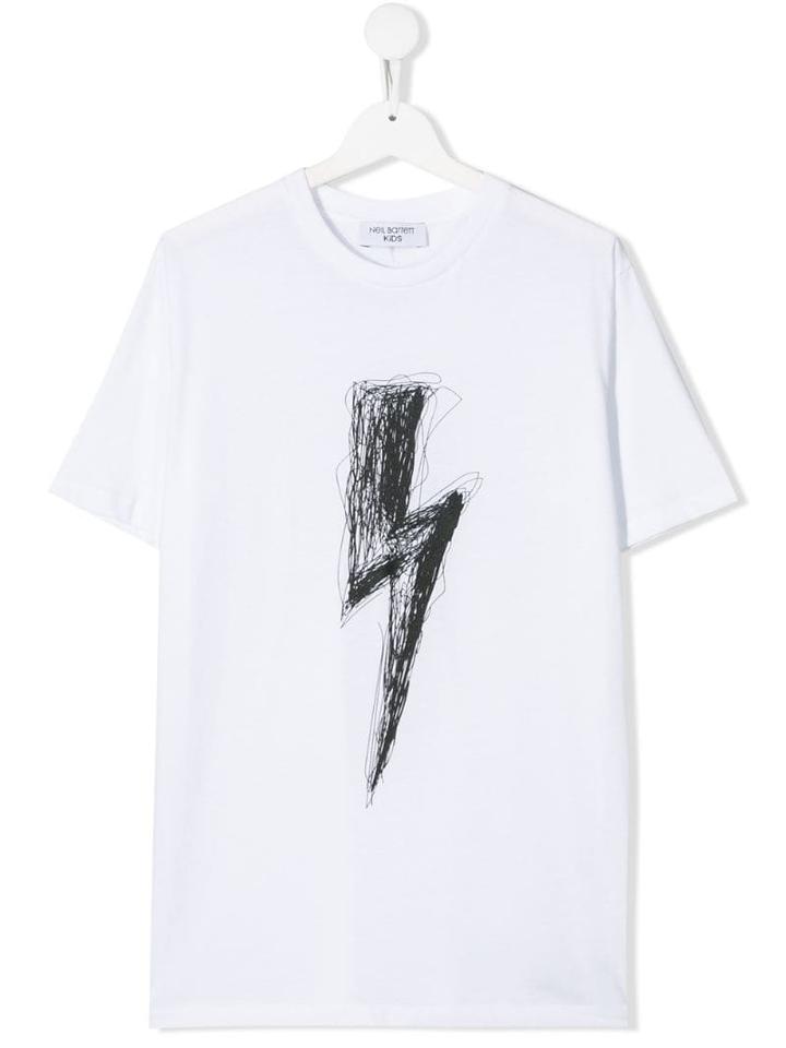 Neil Barrett Kids Lightening Print T-shirt - White